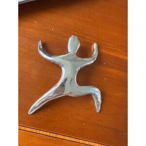 Bat-Ami Israeli Modernist Sterling Silver Leaping Figure Brooch Pendant